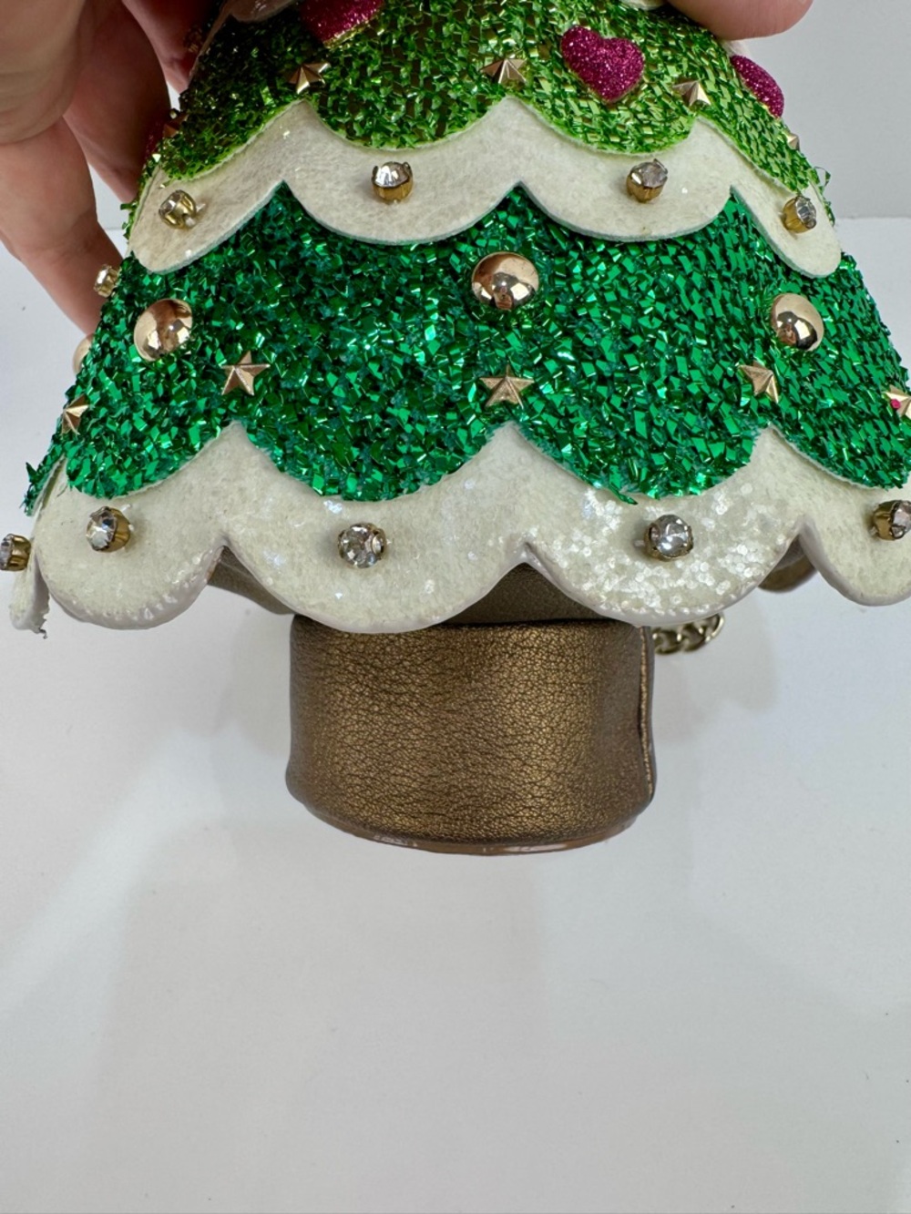 Betsey Johnson Spruce Me Up Cross Body Gold Chain Purse Bag Christmas Tree Zip - Picture 3 of 14